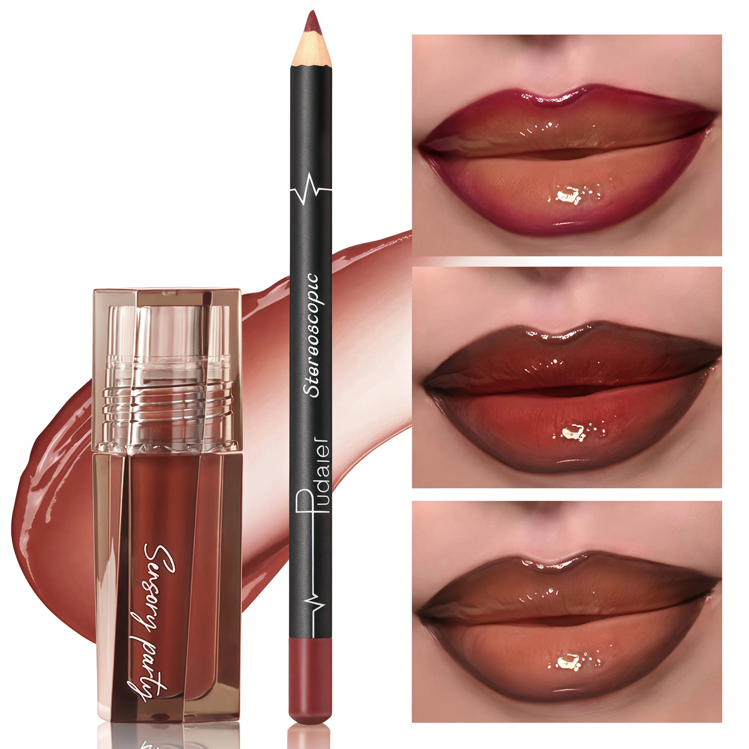 Gloss Mirror Glaze 3D Lip Duo (Includes High-Precision Liner & Glass-Shine Gloss)